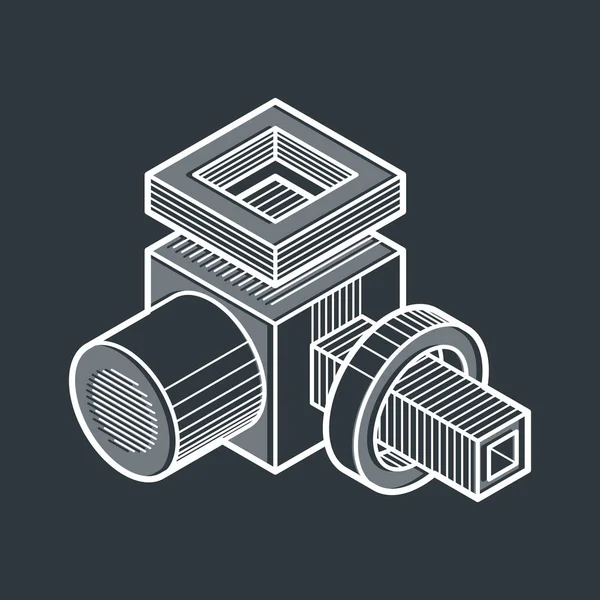 İzometrik soyut vektör boyutlu şekli, poligonal şekil