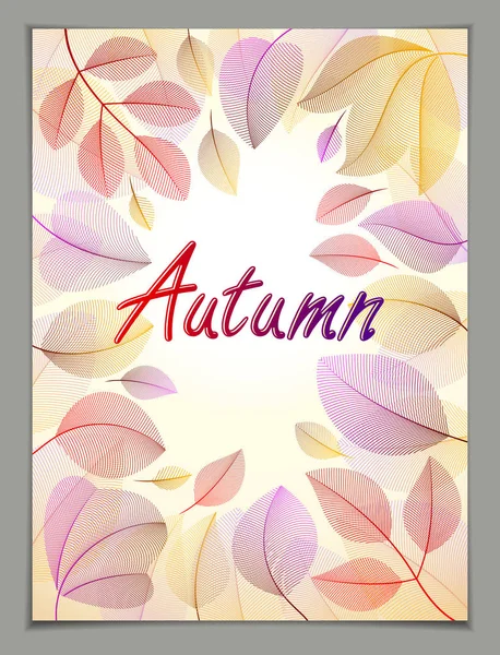 Autumn Leaves Vertical Background Nature Fall Template Design Banner Ticket — Stock Vector