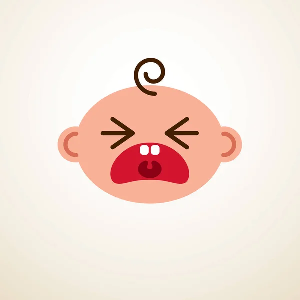 Cute Baby Cartoon Vector Flat Icon Sad Crying Unhappy Child — Stock Vector