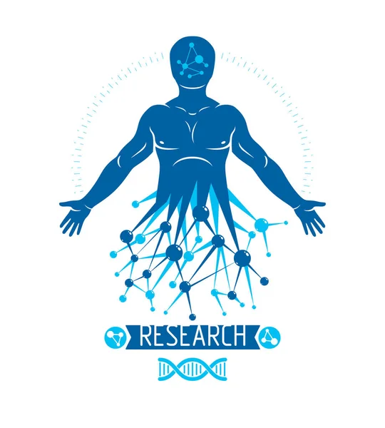 Athletische Vektor Illustration Aus Futuristischen Molekularen Verbindungen Der Mensch Als — Stockvektor