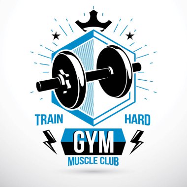 Vektör halter fitness ekipmanları, amblem ağır spor salonu ya da fitness spor spor salonu için