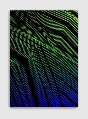 Lineer vektör minimal trend broşür tasarımı, kaplama şablonu, geometrik yarım ton gradyanı. Pankartlar, afişler, posterler, ilanlar için. Güzel ve özel, desen dokusu.