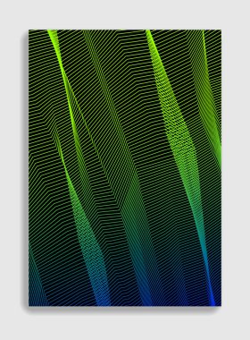 Lineer vektör minimal trend broşür tasarımı, kaplama şablonu, geometrik yarım ton gradyanı. Pankartlar, afişler, posterler, ilanlar için. Güzel ve özel, desen dokusu.