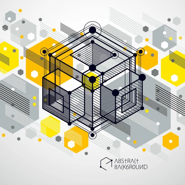 Moderna Isometrisk Vektor Abstrakt Gul Bakgrund Med Geometriska Element Layout — Stock vektor