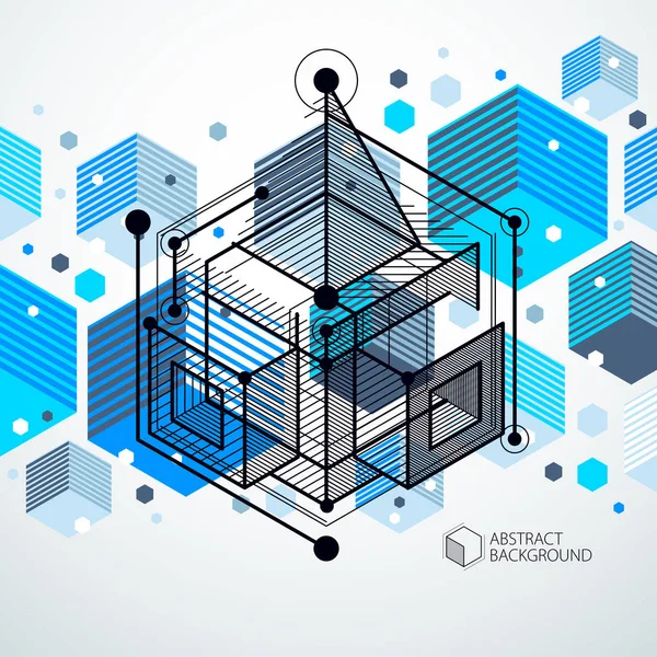 Vetor Minimalista Geométrica Abstrato Composição Azul Estilo Futurista Composição Geométrica — Vetor de Stock