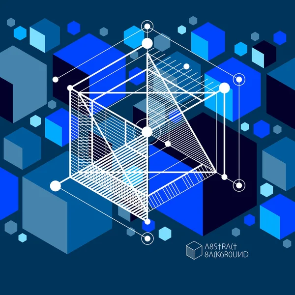 Vetor Padrão Cubo Geométrico Abstrato Fundo Azul Escuro Layout Cubos — Vetor de Stock