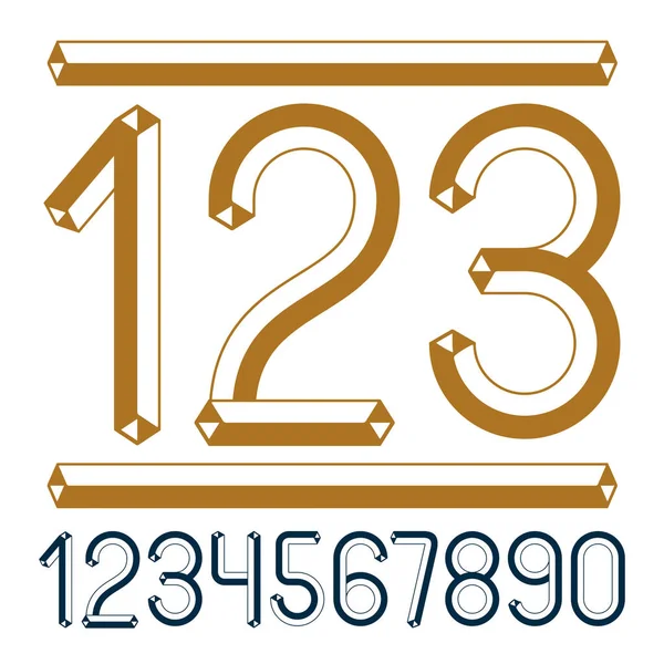 Trendy Vintage Vector Digits Numerals Collection Retro Numbers Can Used — Stock Vector