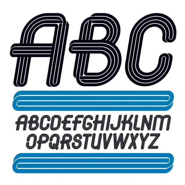 Vector Kunst Funky Lettertype Gemaakt Met Parallelle Lijnen Voor Gebruik — Stockvector