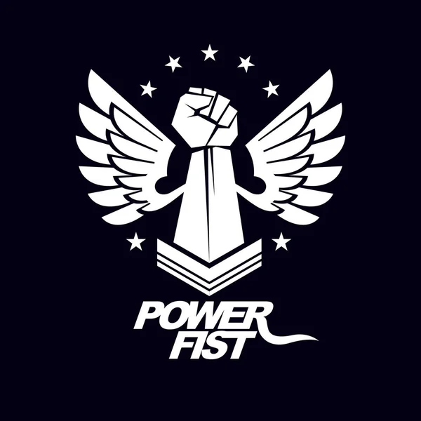 Strong Fist Muscular Man Vector Illustration Best Fighter Vector Symbol — Stock Vector