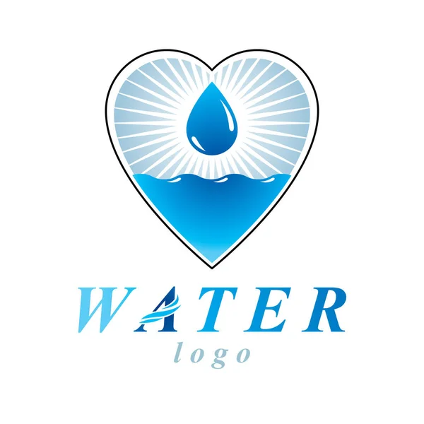 Oceaan Versheid Thema Vector Logo Water Zuivering Van Advertentie Milieu — Stockvector