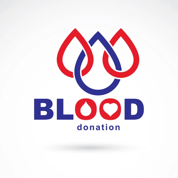 Inscripción Donación Sangre Hecha Con Forma Corazón Gotas Sangre Símbolo — Vector de stock