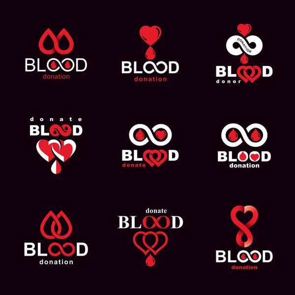 一组病媒献血概念图 血液学主题 药物治疗设计 — 图库矢量图片
