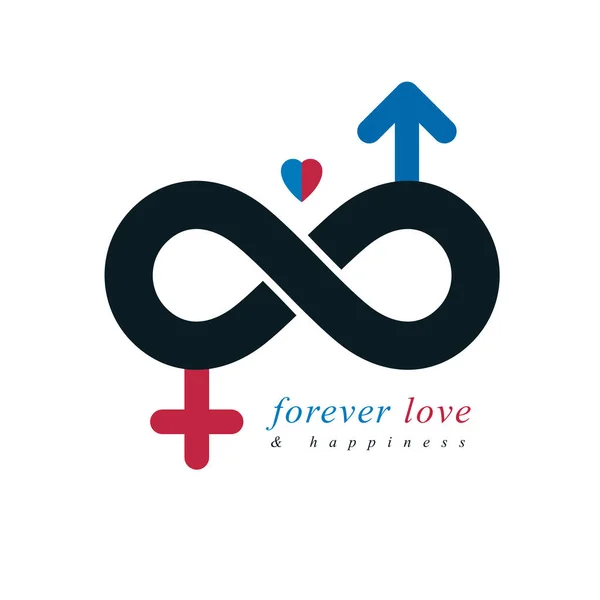 Concept Couple Amoureux Intemporel Symbole Vectoriel Créé Avec Signe Infini — Image vectorielle