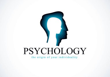 Psychology, mental health vector design, created with man head profile and little child boy inside, inner child concept, origin of human individuality and psychic problems. Therapy and analysis. clipart