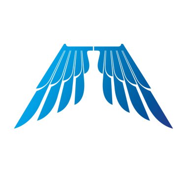 Antik sembolik mavi kanatları amblemi. Hanedan vektör tasarım öğesi. Retro tarzı etiket, Hanedanlık armaları logosu.