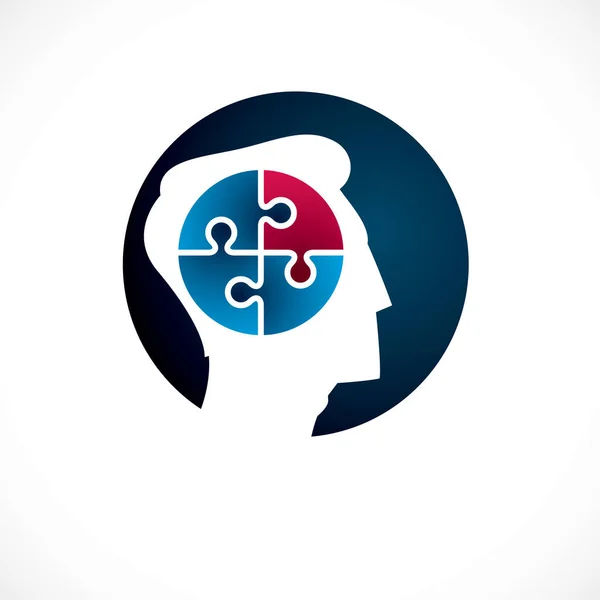 Santé Mentale Psychologie Logo Conceptuel Icône Créé Avec Profil Visage — Image vectorielle