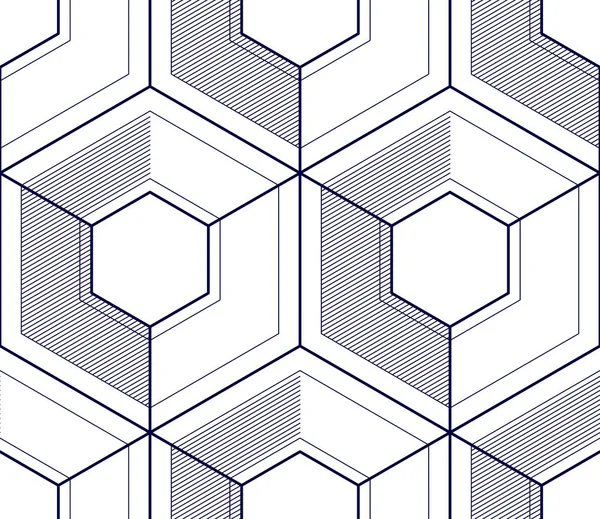 Cubos Geométricos Patrón Inconsútil Abstracto Vector Fondo Línea Ingeniería Estilo — Archivo Imágenes Vectoriales