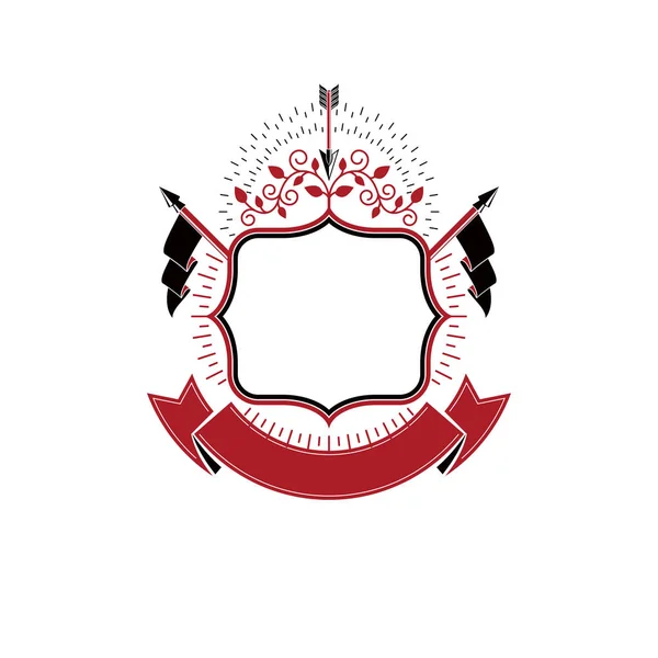 Emblemă Grafică Compusă Din Steaua Militară Panglică Decorativă Element Design — Vector de stoc