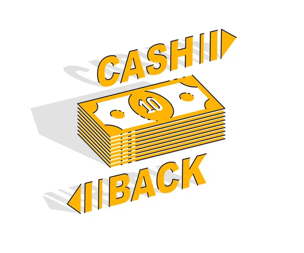 Концепція Cash Back Грошові Долари Центові Монети Написом Ізольовані Білому — стоковий вектор