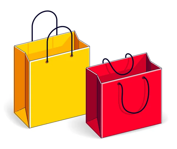 Amarelo Vermelho Sacos Compras Ícone —  Vetores de Stock