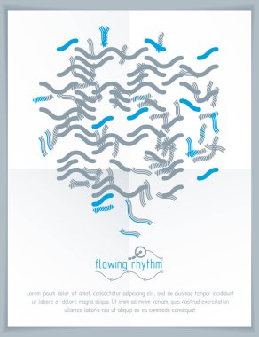 Soyut dalgalı çizgiler illüstrasyon vektör. Grafik şablonu, reklam afişi. Teknolojik desen.