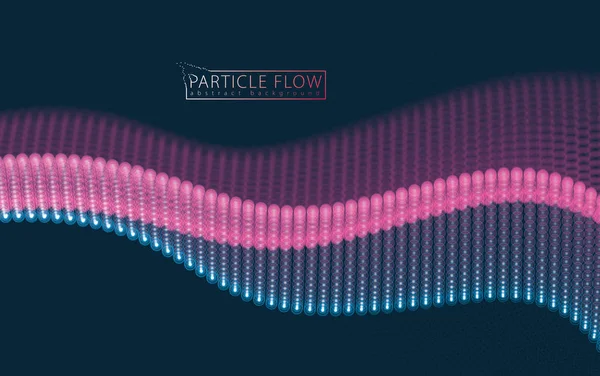 Onda Sonido Flujo Partículas Efecto Movimiento Luces Borrosas Vector Fondo — Archivo Imágenes Vectoriales