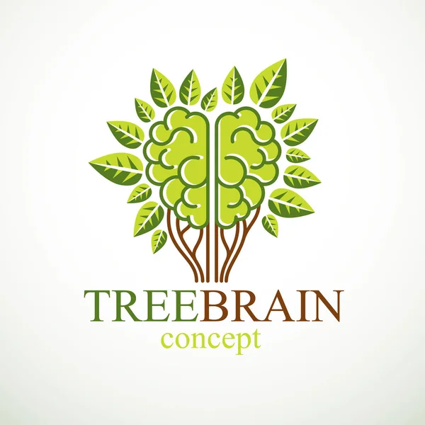 Tree Brain Concept Saggezza Della Natura Evoluzione Intelligente Cervello Anatomico — Vettoriale Stock