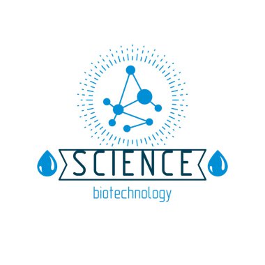 Kablo bağlantısını kullanarak molekülün vektör modeli oluşturuldu. Reklamlarda ve ticari yaratıcı amblem olarak kullanılmak üzere moleküler biyoteknoloji kavramsal logoti. 