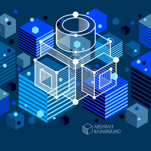 Abstrakte Kreative Geometrische Kunst Mit Einer Vielzahl Geometrischer Elemente Dunkelblauer — Stockvektor