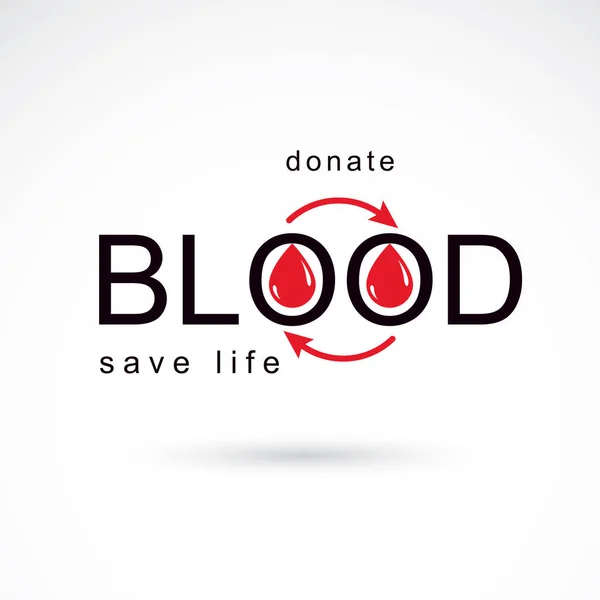 Kan Bağış Vektör Simgesi Kırmızı Kan Damlaları Okları Ile Oluşturulmuş — Stok Vektör