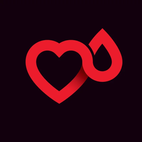 Rött Hjärta Form Vektorillustration Sammansatt Med Blod Droppar Medicinsk Tema — Stock vektor