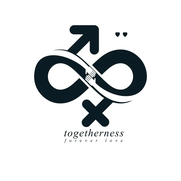 Logo Conceptuel Couple Éternel Symbole Vectoriel Créé Avec Signe Infini — Image vectorielle