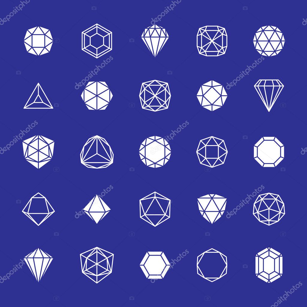 Set of vector abstract graphic shapes best for use as business development logo. Advertisement design concept, gemstone icon.