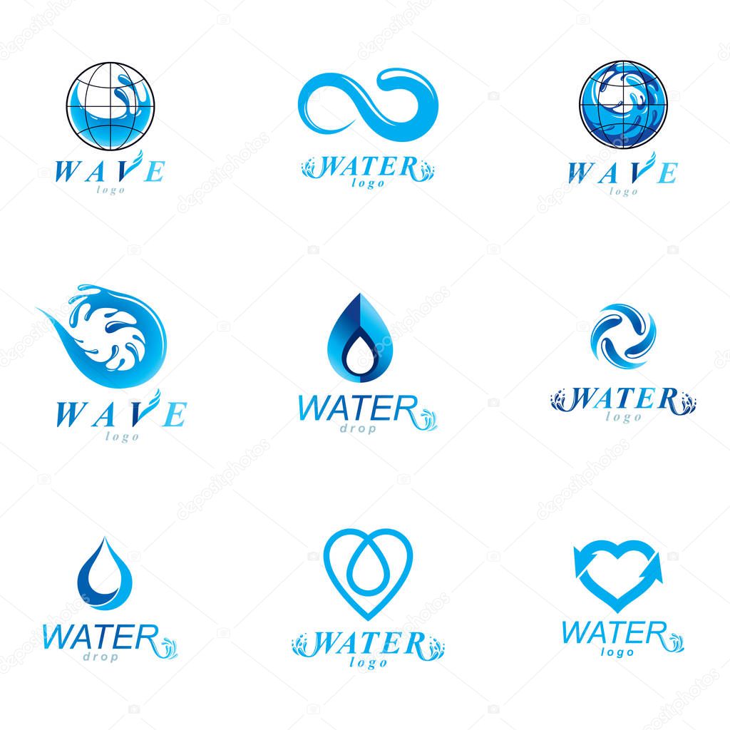 Global water circulation vector symbol for use in mineral water advertising. Body cleansing concept.