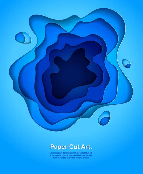 Corte Abstracto Papel Azul Formas Curvas Capas Ilustración Vectorial Estilo — Vector de stock