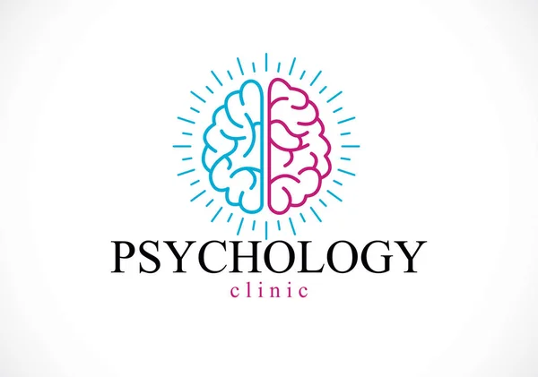 Анатомический Мозг Человека Концептуальный Логотип Икона Психоанализа Психотерапии Простой Векторный — стоковый вектор