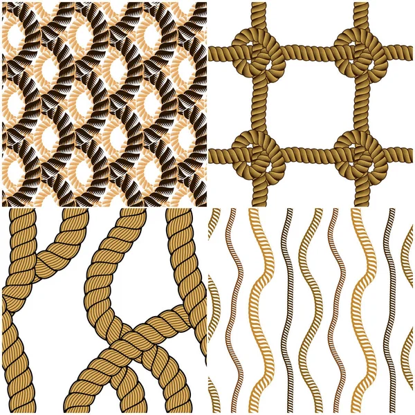 Seamless Patterns Rope Woven Vectors Set Abstract Illustrative Backgrounds Collection — Stock Vector
