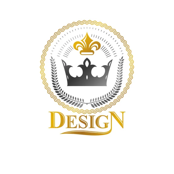 Emblema Corona Real Escudo Heráldico Logotipo Decorativo Ilustración Vectorial Aislado — Vector de stock