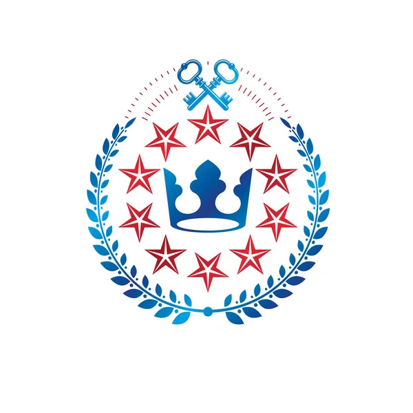 Majestoso Emblema Coroa Heráldica Brasão Armas Logotipo Decorativo Isolado Ilustração —  Vetores de Stock