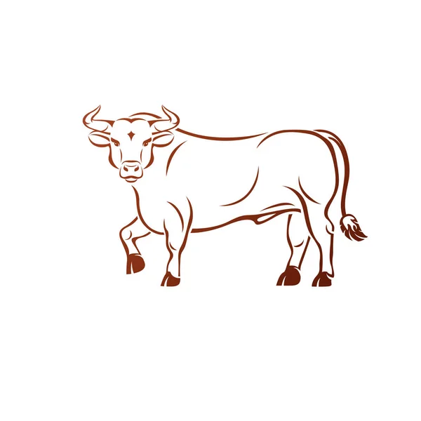 Touro Elemento Animal Emblema Antigo Elemento Design Vetorial Heráldico Rótulo —  Vetores de Stock
