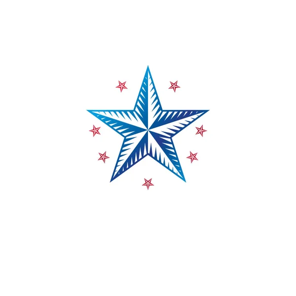 軍星エンブレム 勝利賞のシンボル 紋章紋章付き外衣分離された装飾的なロゴのベクトル図 — ストックベクタ