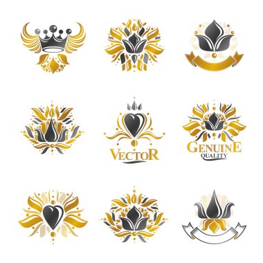 Beyaz arka plan üzerinde hanedan vektör tasarım öğeleri kümesi