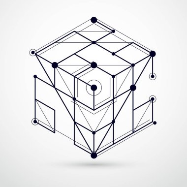 Soyut vektör geometrik izometrik siyah ve beyaz arka plan