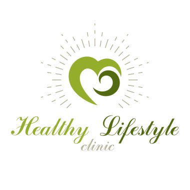 Kalp şekli sembolü olarak Sağlık Merkezi soyut modern logo tıbbi tedavi kuruluşları içinde kullanılabilir