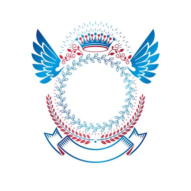 Royal crown, izole vektör çizim ile grafik amblemi.