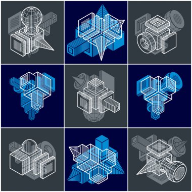 Farklı mühendislik yapıları koleksiyonu, soyut ayarla