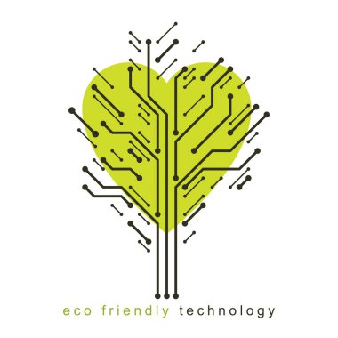 İletişim teknolojisi tasarımda oluşturulan romantik kalp şeklinde grafik ağaç