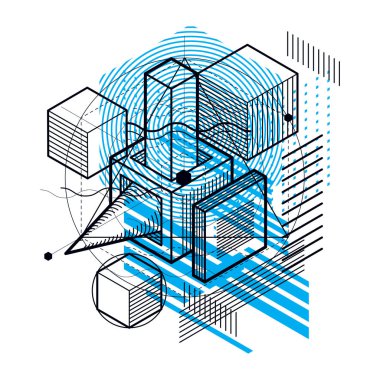 İzometrik doğrusal arka plan, çizgili soyutlama
