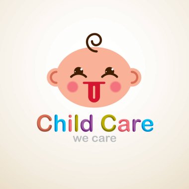 Şirin bebek çizgi film vektör simgesi, çocuk emoji gülümseyen.