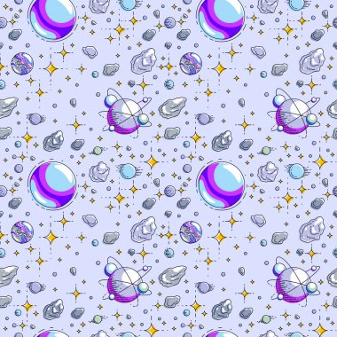 Gezegenler, vektör çizim ile sorunsuz alan arka plan.